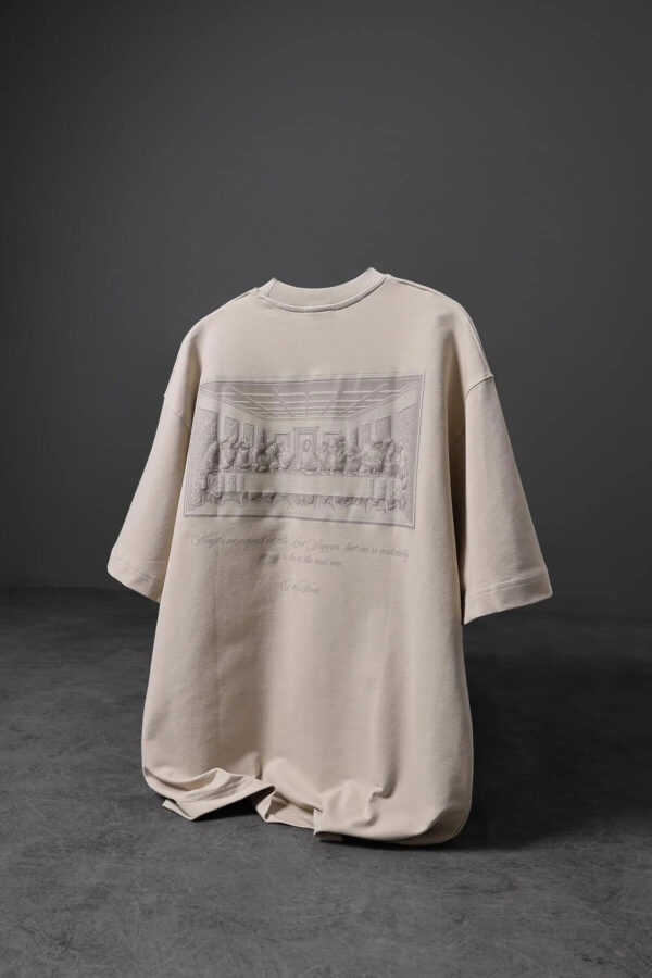 Da Vinci Kabartma Baskılı Oversize Tshirt