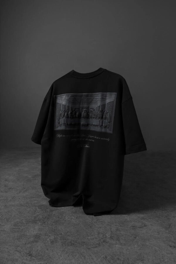 Da Vinci Kabartma Baskılı Oversize Tshirt