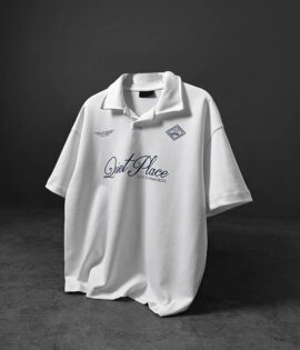 Quiet Place Baskılı Oversize Polo Yaka Tshirt